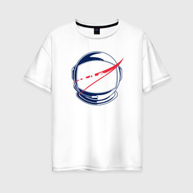 Женская футболка хлопок Oversize с принтом NASA в Белгороде, 100% хлопок | свободный крой, круглый ворот, спущенный рукав, длина до линии бедер
 | nasa | астронавт | астрофизика | космическое агенство | космонавт | космос | наса | скафандр  | шлем