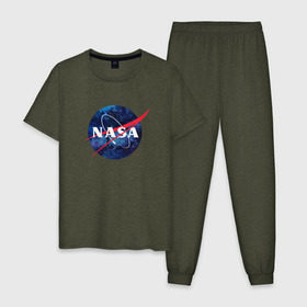 Мужская пижама хлопок с принтом NASA в Белгороде, 100% хлопок | брюки и футболка прямого кроя, без карманов, на брюках мягкая резинка на поясе и по низу штанин
 | nasa | астронавт | астрофизика | космическое агенство | космонавт | космос | наса | скафандр   | шлем