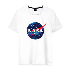 Мужская футболка хлопок с принтом NASA в Белгороде, 100% хлопок | прямой крой, круглый вырез горловины, длина до линии бедер, слегка спущенное плечо. | nasa | астронавт | астрофизика | космическое агенство | космонавт | космос | наса | скафандр   | шлем