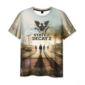Мужская футболка 3D с принтом State of Decay 2 в Белгороде, 100% полиэфир | прямой крой, круглый вырез горловины, длина до линии бедер | decay | horror | state | игра | стадия | хоррор