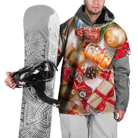 Накидка на куртку 3D с принтом Капризы Деда мороза в Белгороде, 100% полиэстер |  | Тематика изображения на принте: елка | зима | игрушки | мороз | новый год | снег | снежинки | украшения