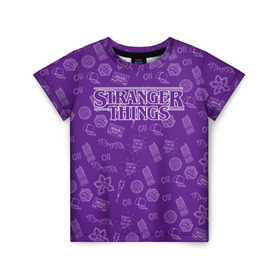 Детская футболка 3D с принтом Очень Странные дела Бомбинг в Белгороде, 100% гипоаллергенный полиэфир | прямой крой, круглый вырез горловины, длина до линии бедер, чуть спущенное плечо, ткань немного тянется | stranger things | паттерн | фиолетовый