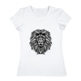 Женская футболка хлопок с принтом Лев рисованый в Белгороде, 100% хлопок | прямой крой, круглый вырез горловины, длина до линии бедер, слегка спущенное плечо | лев | рисунок