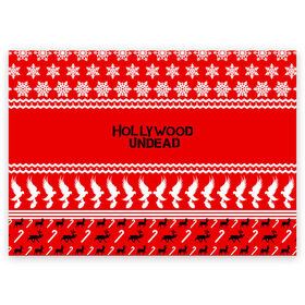 Поздравительная открытка с принтом Hollywood Undead в Белгороде, 100% бумага | плотность бумаги 280 г/м2, матовая, на обратной стороне линовка и место для марки
 | charlie scene | danny | funny man | hollywood | j dog | johnny 3 tears | undead | андед | голивуд | голливудская | группа | знак | кранккор | красный | метал | надпись | нежить | новогодний | новый год | ню | праздник | реп | рождество