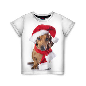 Детская футболка 3D с принтом Новый год со стилягами в Белгороде, 100% гипоаллергенный полиэфир | прямой крой, круглый вырез горловины, длина до линии бедер, чуть спущенное плечо, ткань немного тянется | елка | зима | мороз | новый год | пес | снег | снежинки | собака