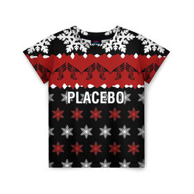 Детская футболка 3D с принтом Placebo в Белгороде, 100% гипоаллергенный полиэфир | прямой крой, круглый вырез горловины, длина до линии бедер, чуть спущенное плечо, ткань немного тянется | Тематика изображения на принте: 