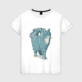 Женская футболка хлопок с принтом Котик в Белгороде, 100% хлопок | прямой крой, круглый вырез горловины, длина до линии бедер, слегка спущенное плечо | киса домашние животные | кот | котик | коты | кошка | кошки
