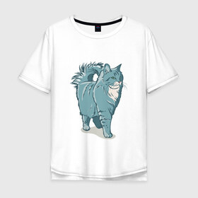 Мужская футболка хлопок Oversize с принтом Котик в Белгороде, 100% хлопок | свободный крой, круглый ворот, “спинка” длиннее передней части | киса домашние животные | кот | котик | коты | кошка | кошки