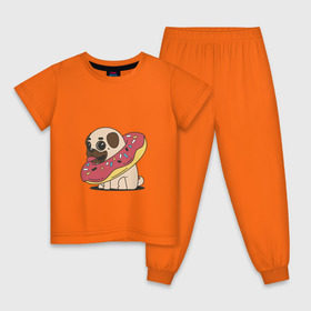 Детская пижама хлопок с принтом Мопс пончик в Белгороде, 100% хлопок |  брюки и футболка прямого кроя, без карманов, на брюках мягкая резинка на поясе и по низу штанин
 | мопс | новый год | пончик
