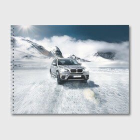 Альбом для рисования с принтом BMW X5 в Белгороде, 100% бумага
 | матовая бумага, плотность 200 мг. | auto | race | авто | автомобиль | бмв | бумер | бэха | гонки | марка | машина