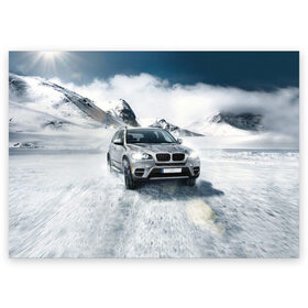 Поздравительная открытка с принтом BMW X5 в Белгороде, 100% бумага | плотность бумаги 280 г/м2, матовая, на обратной стороне линовка и место для марки
 | auto | race | авто | автомобиль | бмв | бумер | бэха | гонки | марка | машина
