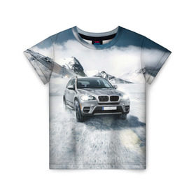 Детская футболка 3D с принтом BMW X5 в Белгороде, 100% гипоаллергенный полиэфир | прямой крой, круглый вырез горловины, длина до линии бедер, чуть спущенное плечо, ткань немного тянется | auto | race | авто | автомобиль | бмв | бумер | бэха | гонки | марка | машина