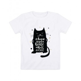 Детская футболка хлопок с принтом Black cat в Белгороде, 100% хлопок | круглый вырез горловины, полуприлегающий силуэт, длина до линии бедер | Тематика изображения на принте: 
