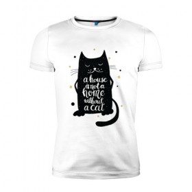 Мужская футболка премиум с принтом Black cat в Белгороде, 92% хлопок, 8% лайкра | приталенный силуэт, круглый вырез ворота, длина до линии бедра, короткий рукав | 