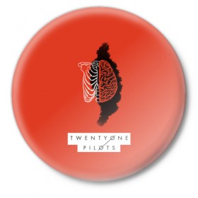 Значок с принтом Twenty One Pilots Red в Белгороде,  металл | круглая форма, металлическая застежка в виде булавки | Тематика изображения на принте: 