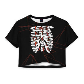 Женская футболка 3D укороченная с принтом Twenty One Pilots Bones в Белгороде, 100% полиэстер | круглая горловина, длина футболки до линии талии, рукава с отворотами | rock | t.o.p. | top | twenty one pilots | рок