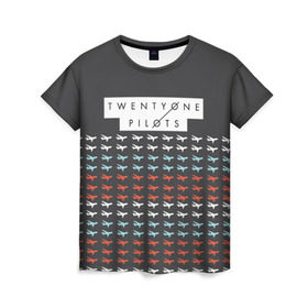 Женская футболка 3D с принтом Twenty One Pilots Planes Brand в Белгороде, 100% полиэфир ( синтетическое хлопкоподобное полотно) | прямой крой, круглый вырез горловины, длина до линии бедер | rock | t.o.p. | top | twenty one pilots | рок