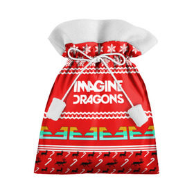 Подарочный 3D мешок с принтом Праздничный Imagine Dragons в Белгороде, 100% полиэстер | Размер: 29*39 см | dragons | imagine | альтернативный | американская | арена | бэн макки | группа | драгонс | дэн | дэн рейнольдс | знак | имеджин | инди | индирок | красный | надпись | новогодний | новый год | поп | праздник