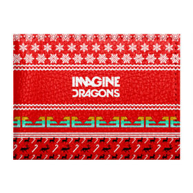 Обложка для студенческого билета с принтом Праздничный Imagine Dragons в Белгороде, натуральная кожа | Размер: 11*8 см; Печать на всей внешней стороне | dragons | imagine | альтернативный | американская | арена | бэн макки | группа | драгонс | дэн | дэн рейнольдс | знак | имеджин | инди | индирок | красный | надпись | новогодний | новый год | поп | праздник