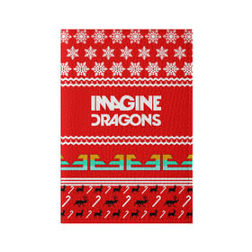 Обложка для паспорта матовая кожа с принтом Праздничный Imagine Dragons в Белгороде, натуральная матовая кожа | размер 19,3 х 13,7 см; прозрачные пластиковые крепления | dragons | imagine | альтернативный | американская | арена | бэн макки | группа | драгонс | дэн | дэн рейнольдс | знак | имеджин | инди | индирок | красный | надпись | новогодний | новый год | поп | праздник