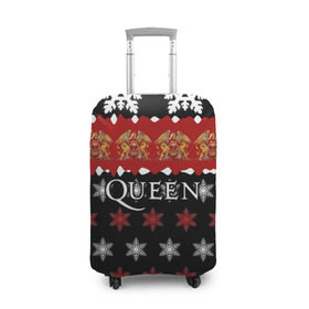 Чехол для чемодана 3D с принтом Праздничный Queen в Белгороде, 86% полиэфир, 14% спандекс | двустороннее нанесение принта, прорези для ручек и колес | paul rodg | queen | quen | брайан мэй | глэм | группа | джон дикон | знак | квин | королева | красный | куин | меркури | меркьюри | мэркури | надпись | новогодний | новый год | поп | праздник | роджер тейлор