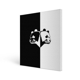 Холст квадратный с принтом Панда в Белгороде, 100% ПВХ |  | бамбук | бамбуковый медведь | белый | голова | два | животное | злость | красная книга | крутой | мишка | оскал | панда | прикольный | тату | цвета | чб | черный | ярость