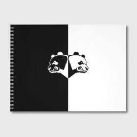 Альбом для рисования с принтом Панда в Белгороде, 100% бумага
 | матовая бумага, плотность 200 мг. | бамбук | бамбуковый медведь | белый | голова | два | животное | злость | красная книга | крутой | мишка | оскал | панда | прикольный | тату | цвета | чб | черный | ярость