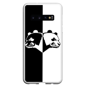 Чехол для Samsung Galaxy S10 с принтом Панда в Белгороде, Силикон | Область печати: задняя сторона чехла, без боковых панелей | Тематика изображения на принте: бамбук | бамбуковый медведь | белый | голова | два | животное | злость | красная книга | крутой | мишка | оскал | панда | прикольный | тату | цвета | чб | черный | ярость