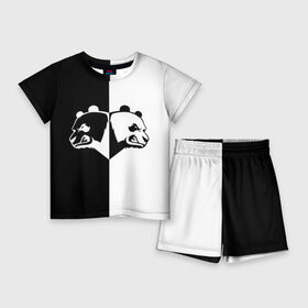 Детский костюм с шортами 3D с принтом Панда в Белгороде,  |  | Тематика изображения на принте: бамбук | бамбуковый медведь | белый | голова | два | животное | злость | красная книга | крутой | мишка | оскал | панда | прикольный | тату | цвета | чб | черный | ярость