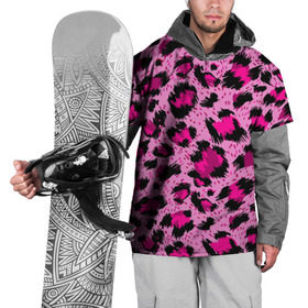 Накидка на куртку 3D с принтом Розовый леопард в Белгороде, 100% полиэстер |  | гепард | леопард