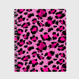 Тетрадь с принтом Розовый леопард в Белгороде, 100% бумага | 48 листов, плотность листов — 60 г/м2, плотность картонной обложки — 250 г/м2. Листы скреплены сбоку удобной пружинной спиралью. Уголки страниц и обложки скругленные. Цвет линий — светло-серый
 | гепард | леопард