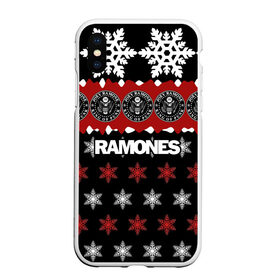 Чехол для iPhone XS Max матовый с принтом Праздничный Ramones в Белгороде, Силикон | Область печати: задняя сторона чехла, без боковых панелей | ramones | группа | джонни | джоуи | ди ди томми | знак | красный | марк | надпись | новогодний | новый год | панк | поп | праздник | раманес | раманэс | рамон | рамонес | рамонэс | рамоун | рамоунз | рамоунс