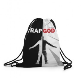 Рюкзак-мешок 3D с принтом Rap God Eminem в Белгороде, 100% полиэстер | плотность ткани — 200 г/м2, размер — 35 х 45 см; лямки — толстые шнурки, застежка на шнуровке, без карманов и подкладки | 