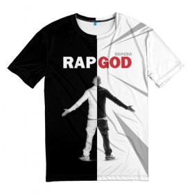 Мужская футболка 3D с принтом Rap God Eminem в Белгороде, 100% полиэфир | прямой крой, круглый вырез горловины, длина до линии бедер | Тематика изображения на принте: 