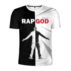 Мужская футболка 3D спортивная с принтом Rap God Eminem в Белгороде, 100% полиэстер с улучшенными характеристиками | приталенный силуэт, круглая горловина, широкие плечи, сужается к линии бедра | Тематика изображения на принте: 
