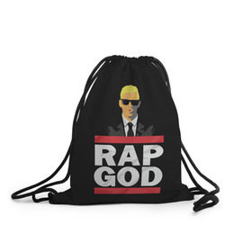 Рюкзак-мешок 3D с принтом Rap God Eminem в Белгороде, 100% полиэстер | плотность ткани — 200 г/м2, размер — 35 х 45 см; лямки — толстые шнурки, застежка на шнуровке, без карманов и подкладки | actor | american rapper | composer | eminem | music | rap | rap god | record producer |   | актёр | американский | композитор | музыка | музыкальный продюсер | рэп | рэпер