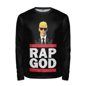 Мужской лонгслив 3D с принтом Rap God Eminem в Белгороде, 100% полиэстер | длинные рукава, круглый вырез горловины, полуприлегающий силуэт | actor | american rapper | composer | eminem | music | rap | rap god | record producer |   | актёр | американский | композитор | музыка | музыкальный продюсер | рэп | рэпер