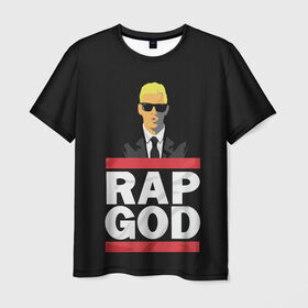 Мужская футболка 3D с принтом Rap God Eminem в Белгороде, 100% полиэфир | прямой крой, круглый вырез горловины, длина до линии бедер | Тематика изображения на принте: actor | american rapper | composer | eminem | music | rap | rap god | record producer |   | актёр | американский | композитор | музыка | музыкальный продюсер | рэп | рэпер