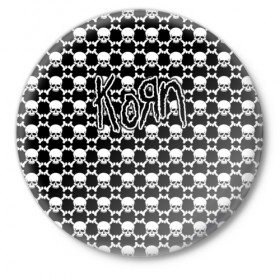 Значок с принтом Korn в Белгороде,  металл | круглая форма, металлическая застежка в виде булавки | 