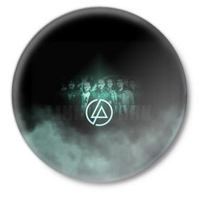 Значок с принтом Группа Linkin Park в Белгороде,  металл | круглая форма, металлическая застежка в виде булавки | Тематика изображения на принте: chester bennington | linkin park | беннингтон честер | линкин парк | майк