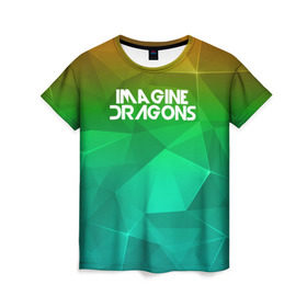 Женская футболка 3D с принтом IMAGINE DRAGONS в Белгороде, 100% полиэфир ( синтетическое хлопкоподобное полотно) | прямой крой, круглый вырез горловины, длина до линии бедер | геометрия | градиент | драгонс | треугольники