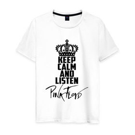 Мужская футболка хлопок с принтом Keep calm and listen Pink Floyd в Белгороде, 100% хлопок | прямой крой, круглый вырез горловины, длина до линии бедер, слегка спущенное плечо. | Тематика изображения на принте: pink floyd | pinkfloyd | арт | артрок | группа | дэвид гилмор | пинк флойд | пинкфлойд | прогрессивный | психоделический | рок | сид барретт | симфонический | спэйс | эйсид | экспериментальный