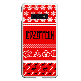 Чехол для Samsung S10E с принтом Праздничный Led Zeppelin в Белгороде, Силикон | Область печати: задняя сторона чехла, без боковых панелей | led zeppelin | блюз | группа | джимми пейдж | джон генри бонэм | джон пол джонс | знак | красный | лед зепелен | лед зеппелин | метал | надпись | новогодний | новый год | праздник | роберт плант | рождество