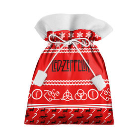 Подарочный 3D мешок с принтом Праздничный Led Zeppelin в Белгороде, 100% полиэстер | Размер: 29*39 см | Тематика изображения на принте: led zeppelin | блюз | группа | джимми пейдж | джон генри бонэм | джон пол джонс | знак | красный | лед зепелен | лед зеппелин | метал | надпись | новогодний | новый год | праздник | роберт плант | рождество