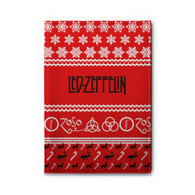 Обложка для автодокументов с принтом Праздничный Led Zeppelin в Белгороде, натуральная кожа |  размер 19,9*13 см; внутри 4 больших “конверта” для документов и один маленький отдел — туда идеально встанут права | led zeppelin | блюз | группа | джимми пейдж | джон генри бонэм | джон пол джонс | знак | красный | лед зепелен | лед зеппелин | метал | надпись | новогодний | новый год | праздник | роберт плант | рождество