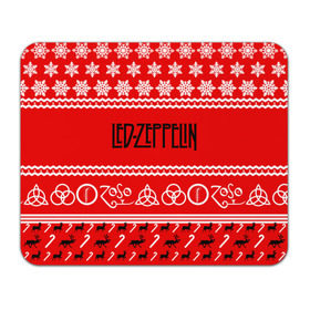 Коврик прямоугольный с принтом Праздничный Led Zeppelin в Белгороде, натуральный каучук | размер 230 х 185 мм; запечатка лицевой стороны | Тематика изображения на принте: led zeppelin | блюз | группа | джимми пейдж | джон генри бонэм | джон пол джонс | знак | красный | лед зепелен | лед зеппелин | метал | надпись | новогодний | новый год | праздник | роберт плант | рождество