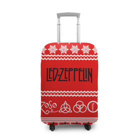 Чехол для чемодана 3D с принтом Праздничный Led Zeppelin в Белгороде, 86% полиэфир, 14% спандекс | двустороннее нанесение принта, прорези для ручек и колес | led zeppelin | блюз | группа | джимми пейдж | джон генри бонэм | джон пол джонс | знак | красный | лед зепелен | лед зеппелин | метал | надпись | новогодний | новый год | праздник | роберт плант | рождество