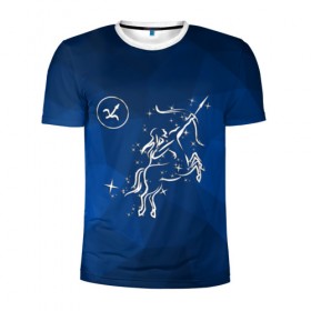 Мужская футболка 3D спортивная с принтом Стрелец в Белгороде, 100% полиэстер с улучшенными характеристиками | приталенный силуэт, круглая горловина, широкие плечи, сужается к линии бедра | sagittarius | звезды | знаки зодиака | космос | созвездие | стрелец
