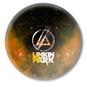 Значок с принтом Linkin Park космос в Белгороде,  металл | круглая форма, металлическая застежка в виде булавки | bennington | chester | linkin park | альтернативный | беннингтон | группа | ленкин | линкин | майк | метал | музыкант | ню | нюметал | парк | певец | рок | рэп | честер | электроник