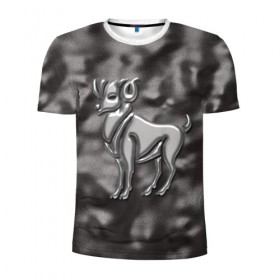 Мужская футболка 3D спортивная с принтом Овен в Белгороде, 100% полиэстер с улучшенными характеристиками | приталенный силуэт, круглая горловина, широкие плечи, сужается к линии бедра | звезды | знаки зодиака | космос | овен | созвездие